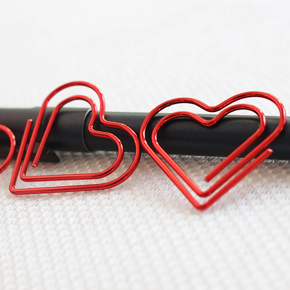 

100pcs Paperclip Love Heart Paper Clips Planner Note Clip Papers Marking Binder Paper Clip Pin Stationery Office Accessories(Red