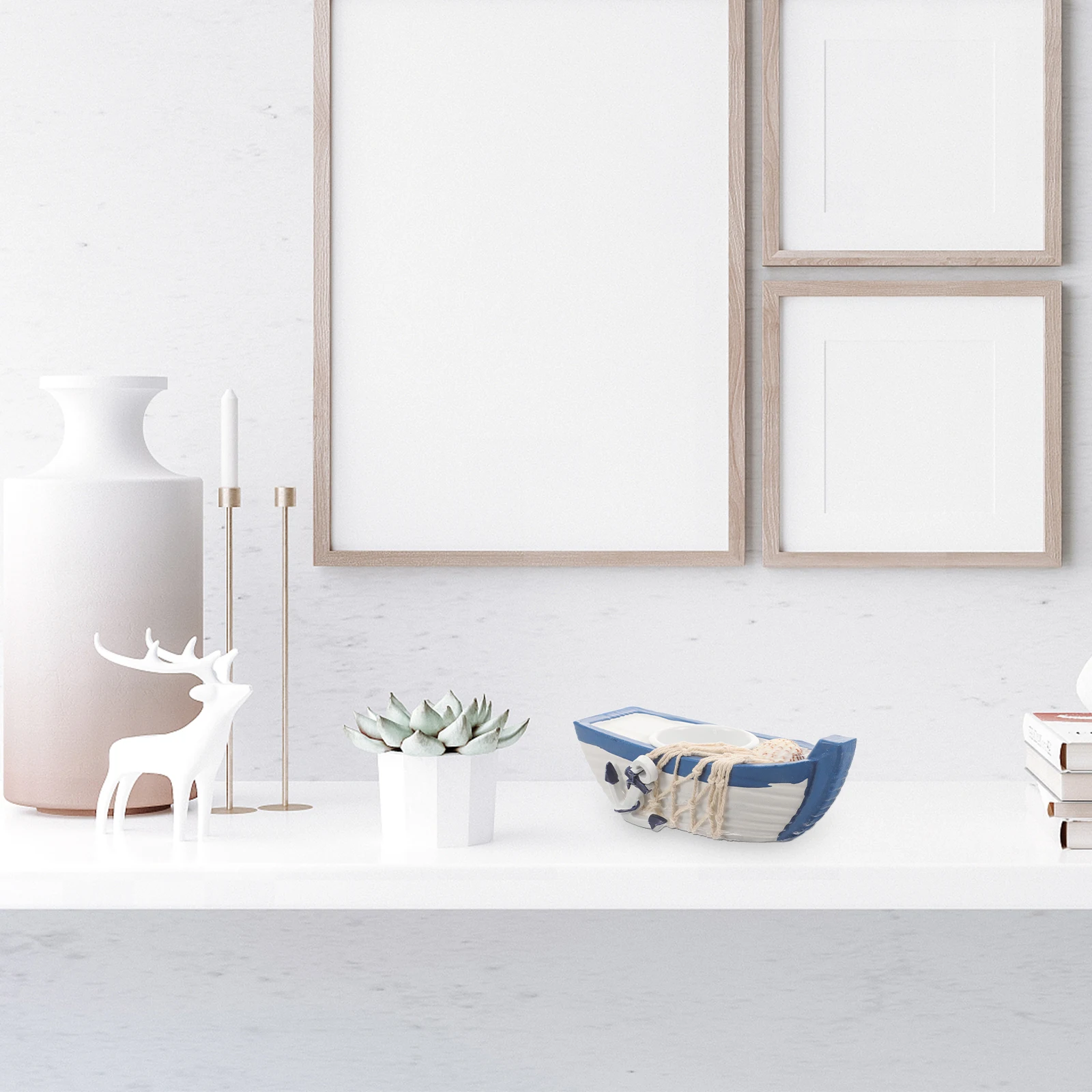 

Resin Holder Nautical Boat Style Tealight Stand for Indoor Outdoor Decorative Holders Tabletop Ornament