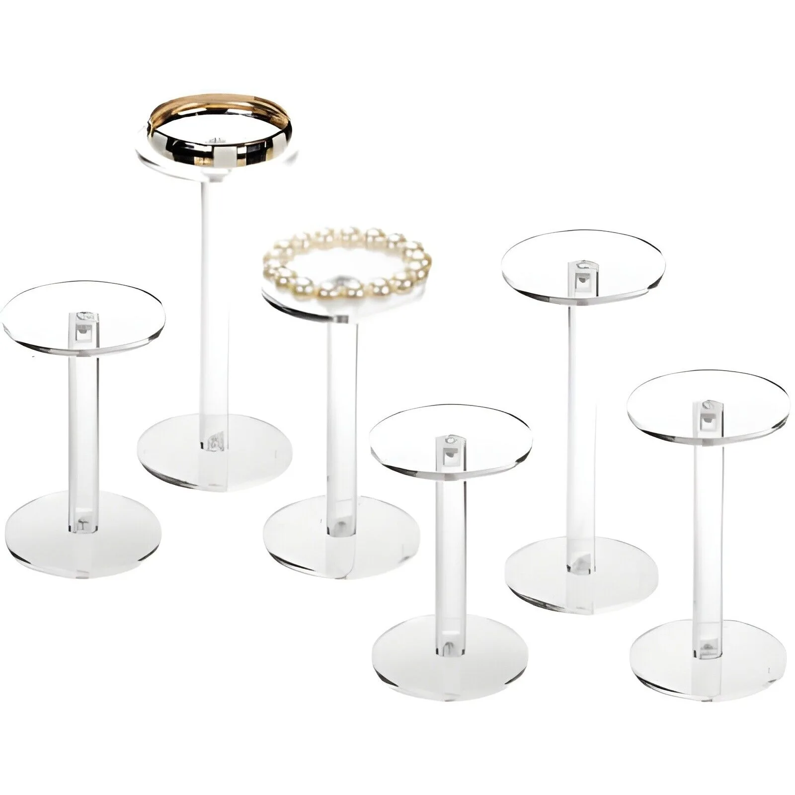 Round Acrylic Display Pedestal Riser Stands, Collectible Display Stand, Set of 6 United States