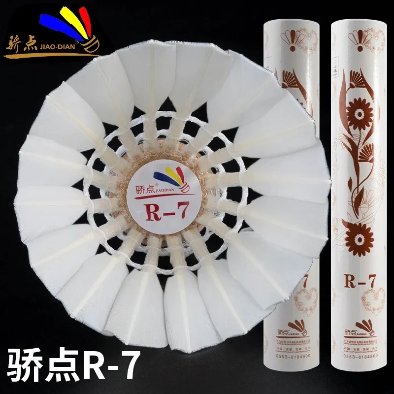 1 Tube Original Jiaodian R7 R6 Badminton-Federbälle, Ausdauer-König, Trainingsball, stabiler Flug, R7 Wettkampfball