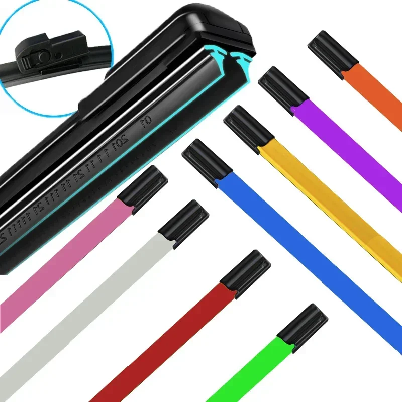 

Colorful Side Mounting Car Windshield Wiper blades Universal Soft Double layer Rubber Frameless Bracketless 16" 19" 20 22 24"26"