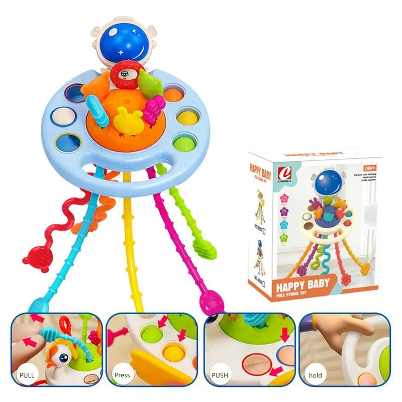 Pull String Toy Silicone Activity Toys Development Educational Toys Montessori Pull String Sensory Toys Baby Rattle Teether