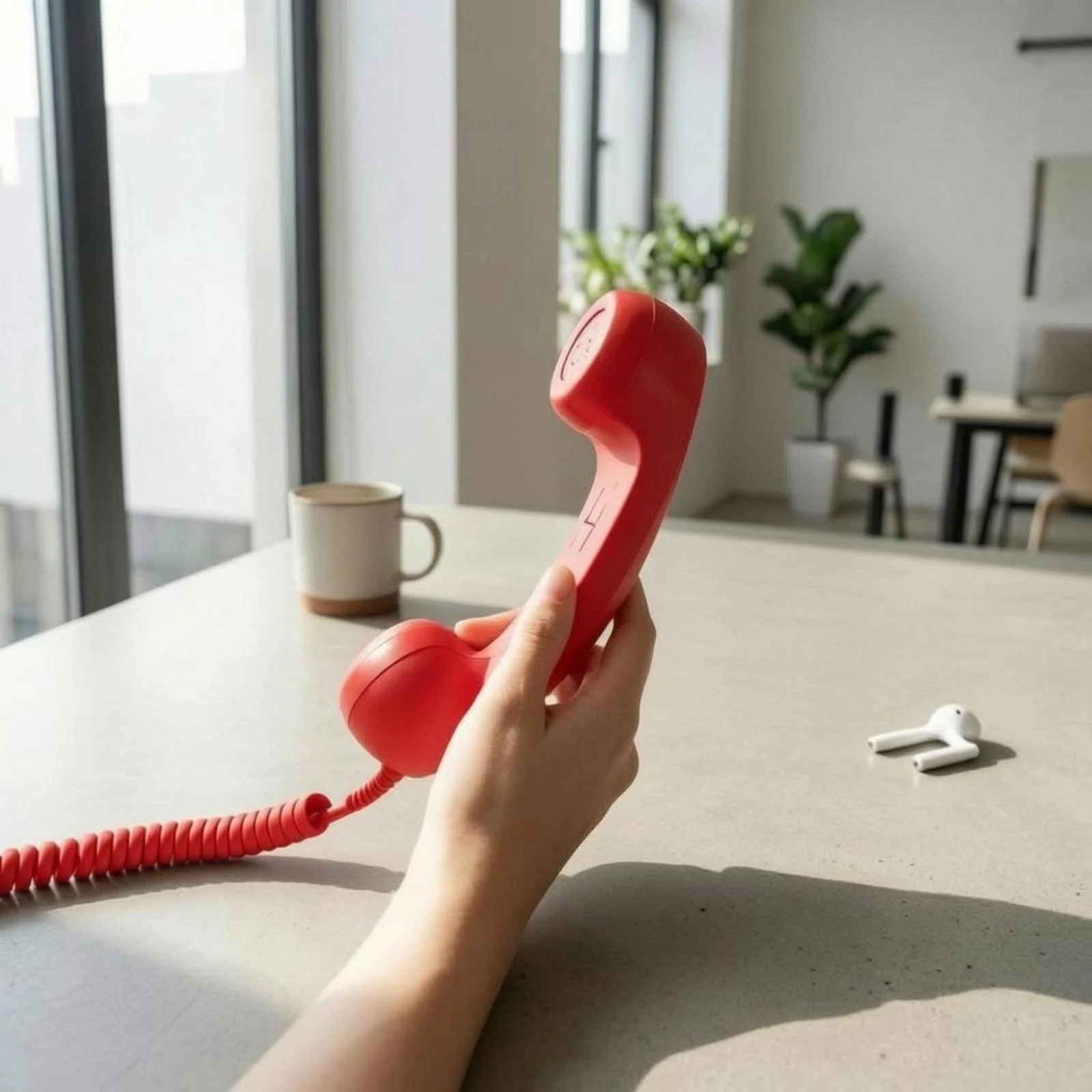 Type-C Phone Handset Coiled Cable Vintage Handset Mobile Accessory Plastic Handheld