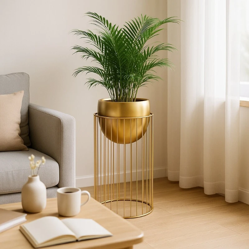 

Nordic Iron Plant Stand Free-Standing Flower Pot Organizer Sturdy Multi-Functional Rack for Balcony Green Plant Display