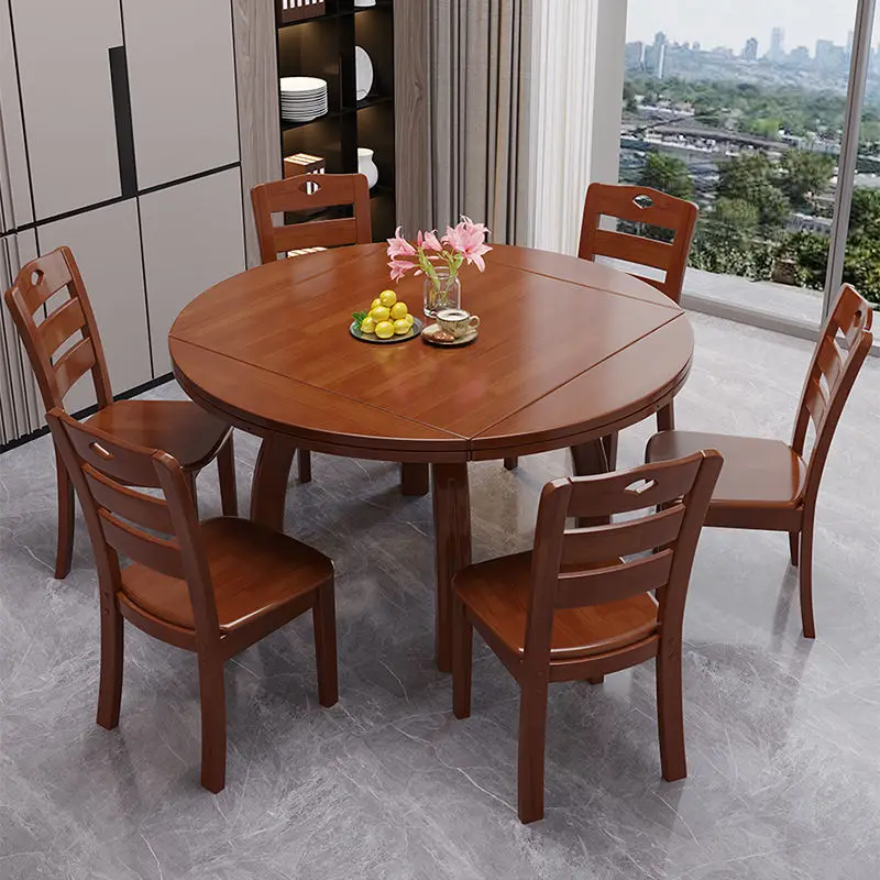 

Customizable small apartment dining table Modern Chinese square and round Foldablequality furniture