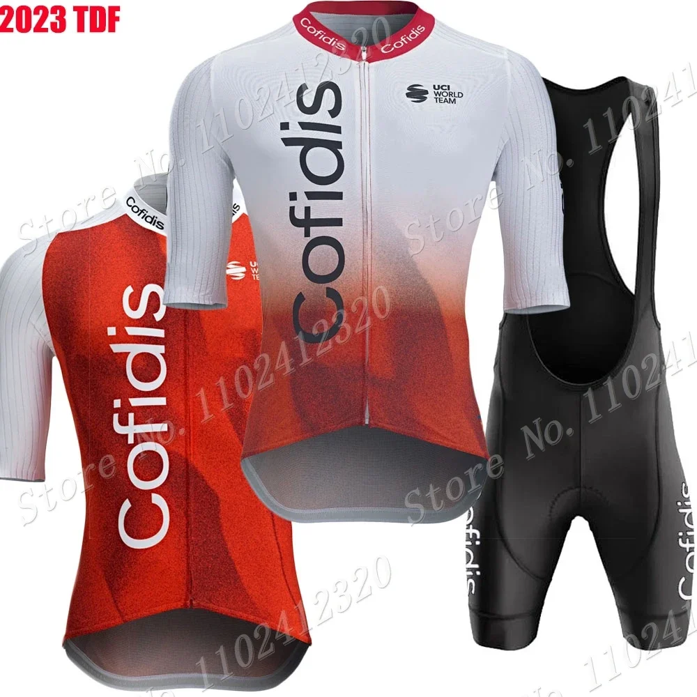 

Комплект одежды для езды на велосипеде, испанская футболка Cofidis Team TDF 2023, Мужская одежда для езды на велосипеде, рубашка, костюм, велосипедные шорты с нагрудником, одежда для езды на горном велосипеде, Майо