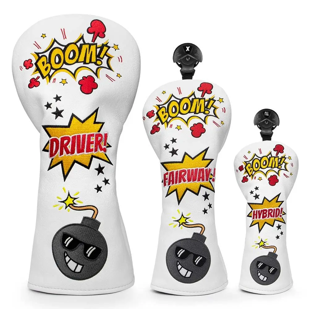 

Tag Head Protector For Hybrid Mallet Putter PU Leather Bomb Golf Headcover Golf Club Headcover Head Covers Golf Putter Cover