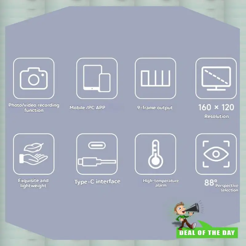 Cámara de imagen térmica IR para teléfono inteligente con entrega en 24 horas, resolución de 160x120, puerto tipo C, opciones Plug And Play para 88 °   FOV, Aluminio