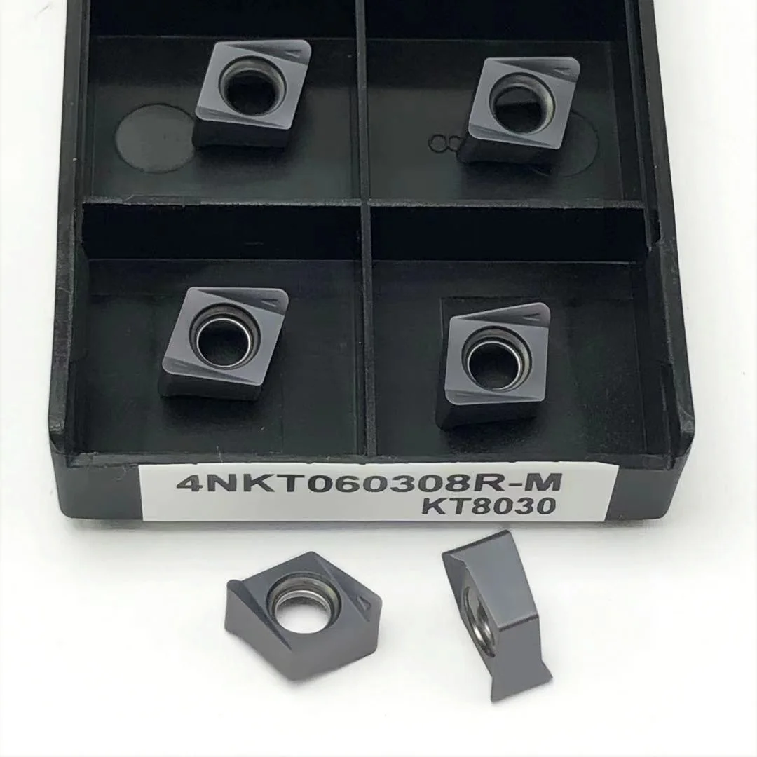 Ferramentas de trituração do ombro quadrado do CNC, inserção do carboneto de silicone, Desbaste, 4NKT060308, KT7030, KT8030, KT8020, 10 PCes