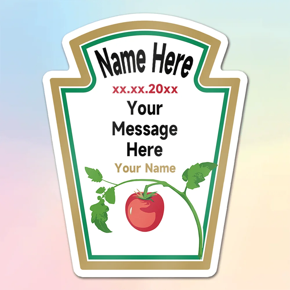 

Customizable Ketchup Bottle Stickers Personalized Names & Designs | Waterproof | Perfect for Party Favors!