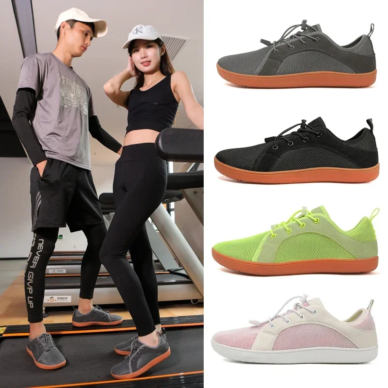 Zapatos minimalistas de entrenador cruzado para hombre y mujer, caja de punta ancha con suela de gota cero, Trail Runner minimalista