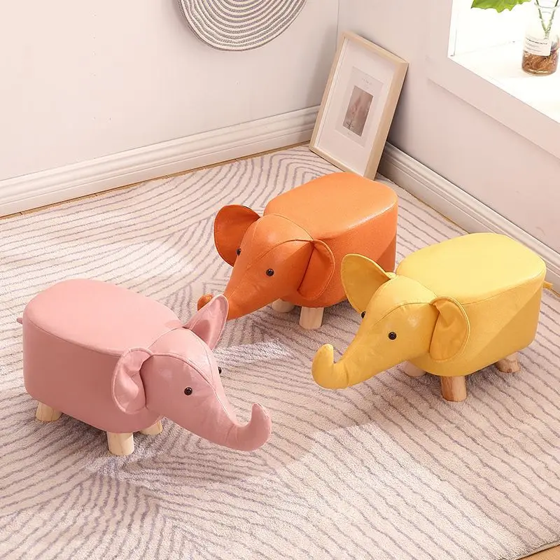 

Cartoon Elephant Animal Pet Household Small Stool Cute and Fashionable Shoes Changing Solid Wood Creative Children's Short Stool