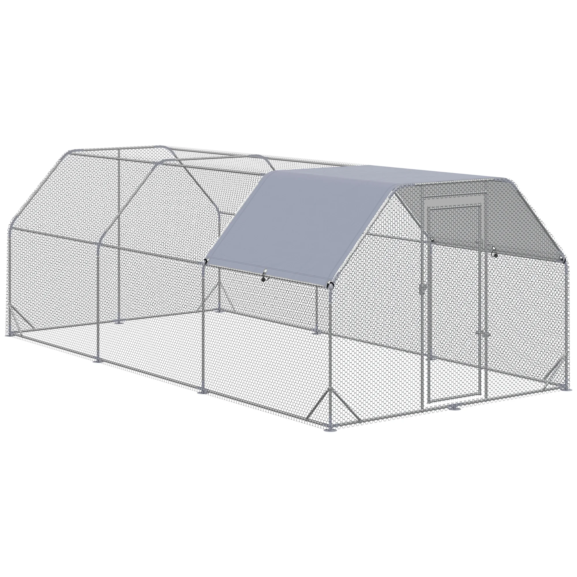 PawHut outdoor chicken coop large 2,8x5,7x2 m 3 bedroom Silver