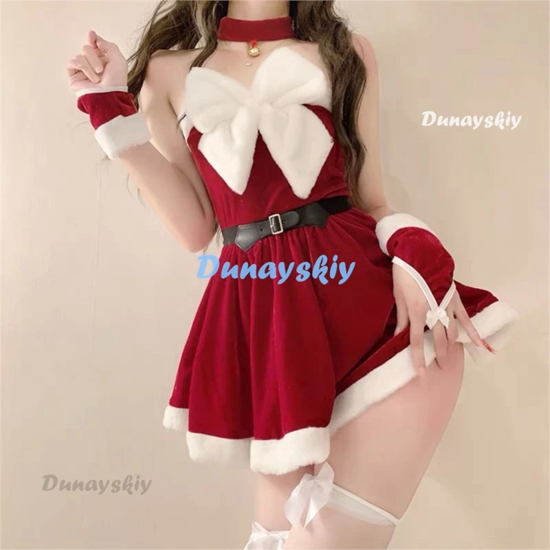 Sexy Christmas Costumes for Women Santa Claus Cosplay Holiday Party Performance Clothing Socks Uniform Live Streaming Cloth