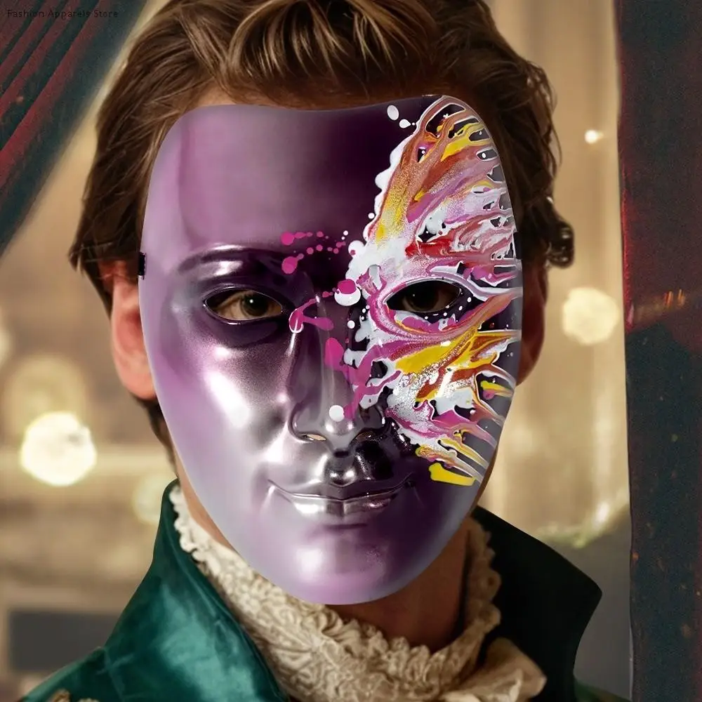

Elegant Plastic Phantom Paint Face Mask Flowing Masquerade Halloween Mask Colorful Party Supplies Full Face Mask Gift