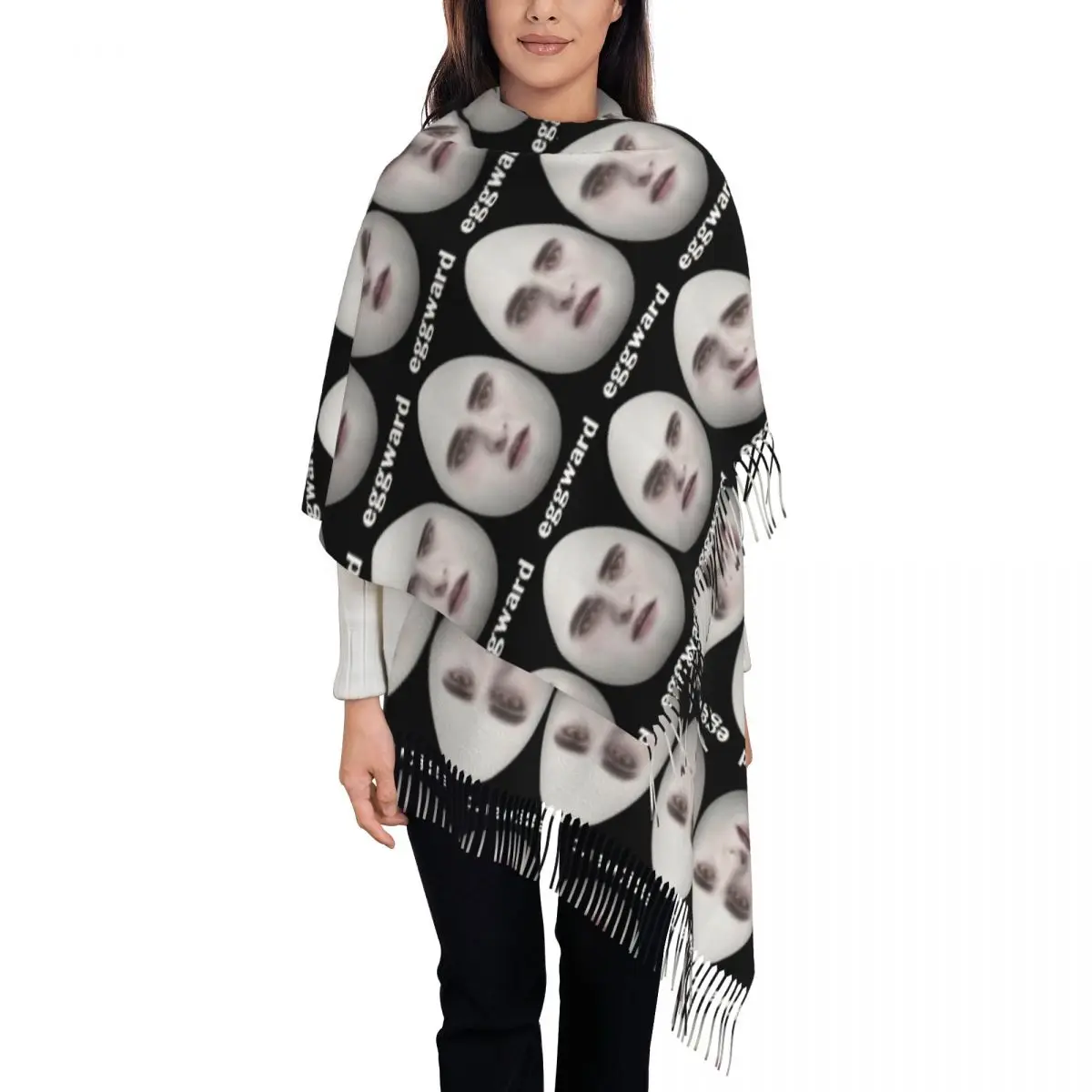 

Funny Eggward Meme Shawls Wraps for Womens Warm Large Long Scarf Edward Cullen Pashminas Tassel Scarves