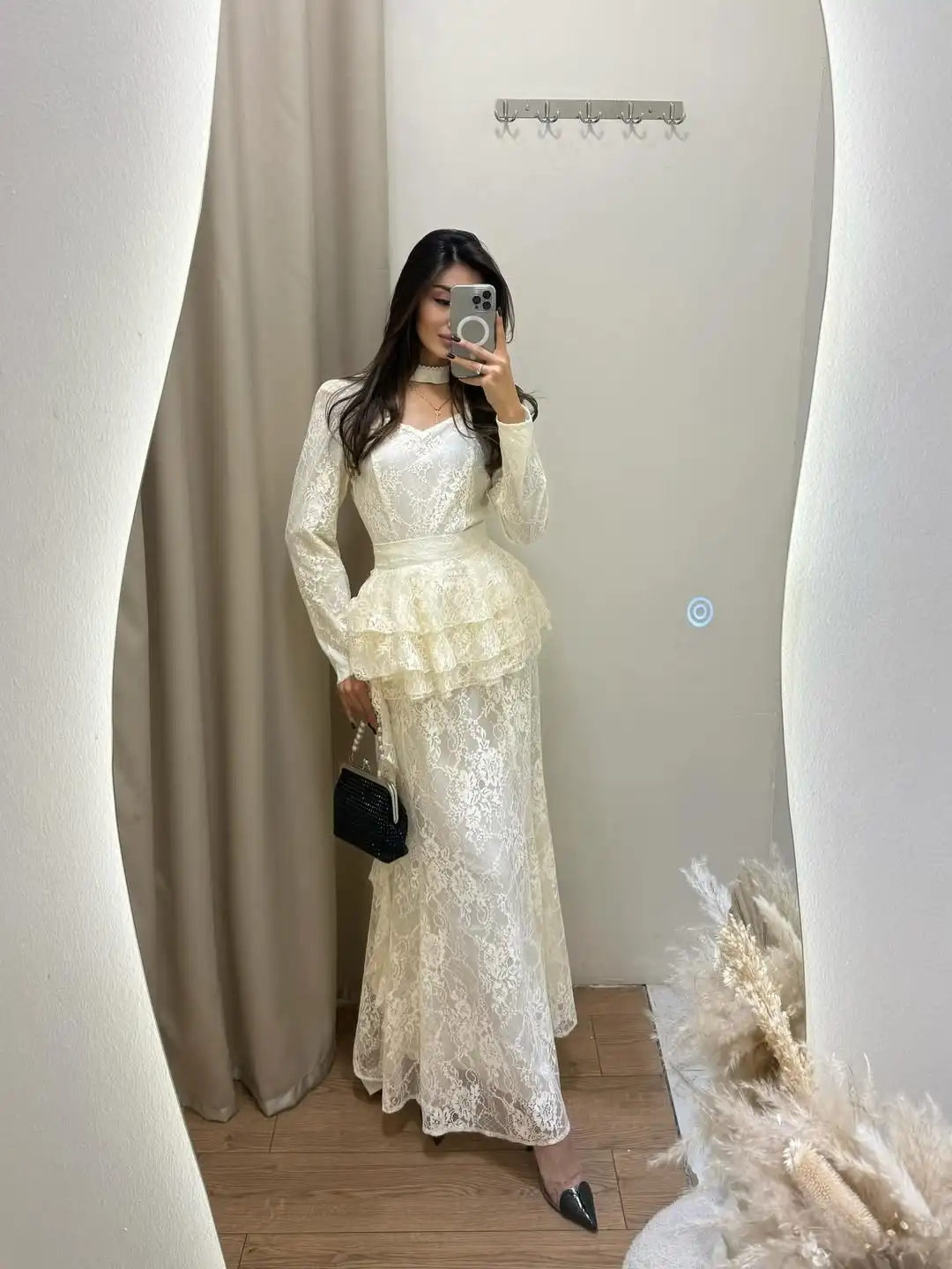 New Design V Neck Embroidery Tiered Ruffles Full Sleeves Elegant Illsion Sashes A Line Evening Prom Formal Party Dress