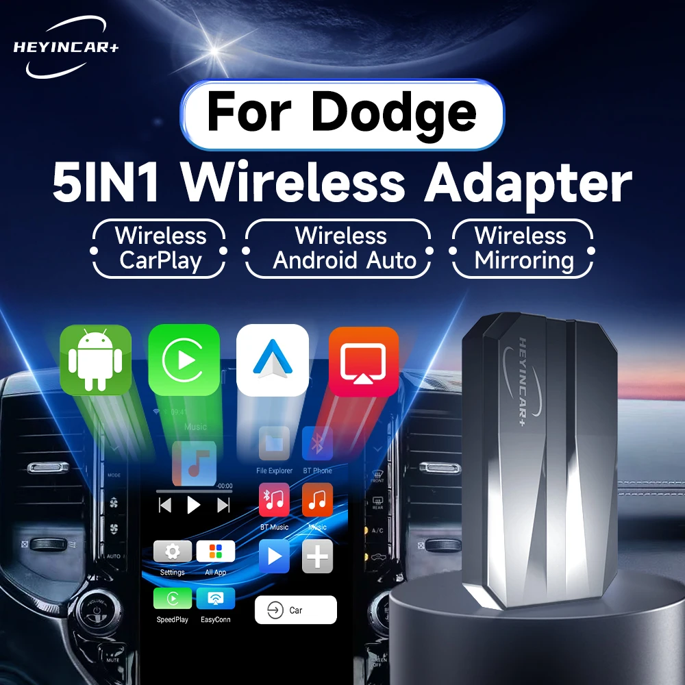 2023 ekran bezprzewodowy HEYINCAR Mirrorlink Adapter Android Auto Apple CarPlay dla Dodge Ram 1500 2500 ładowarka Hornet Durango IPTV