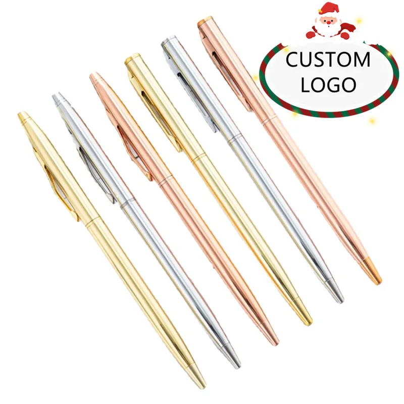 

50Pcs Quality Business Office School Office Stationery Ballpoint Pen New Gold Pen Financial Ball Point Pens Free Custom Logo