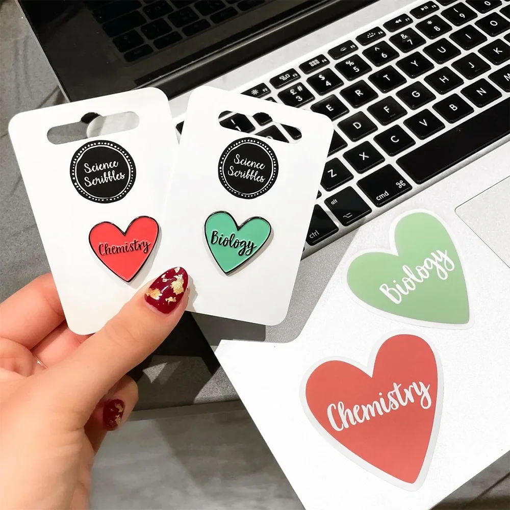 Hanreshe Biology Chemistry Enamel Heart Shape Pins Brooch Cute Medical Lapel Backpack Badge Jewelry for Biochemistry Students