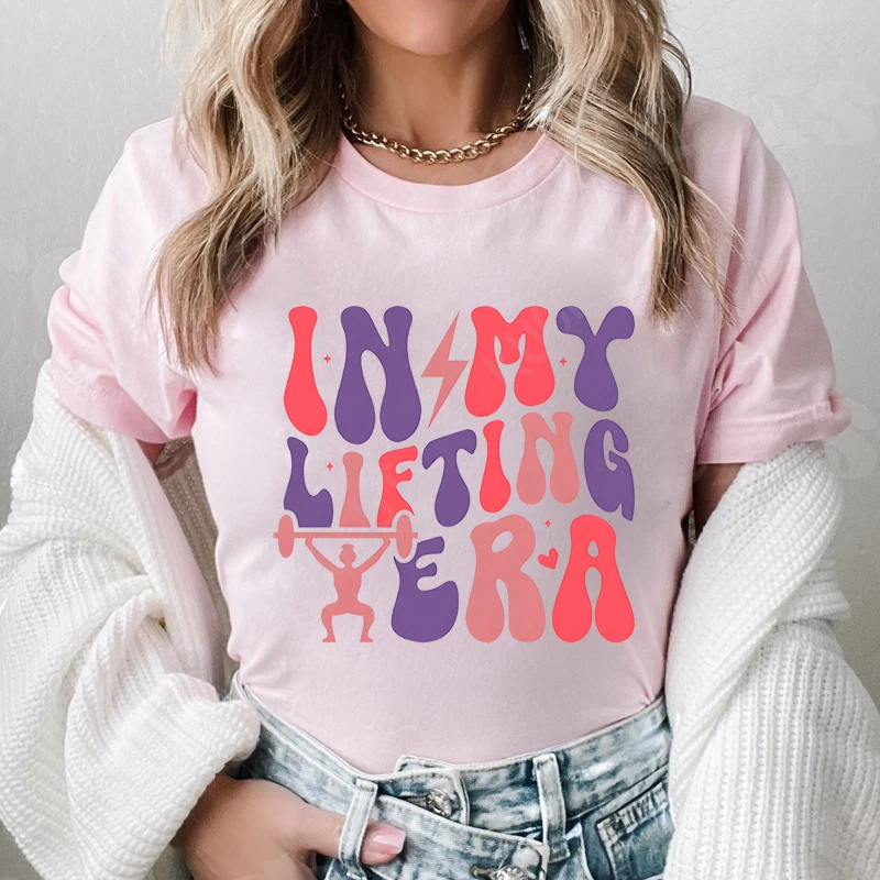 In My Lifting Era Camicia Divertente Allenamento T-shirt femminile Amante della palestra Fitness Mamma T-shirt Manica corta O-Collo Abbigliamento donna Y2k Top