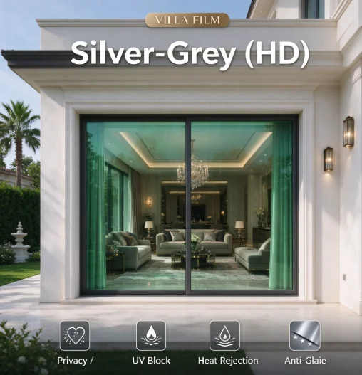 One Way Vision Silver Green HD Solar Window Tint Roll Light Filter Heat Insulation Privacy Film For Building Home