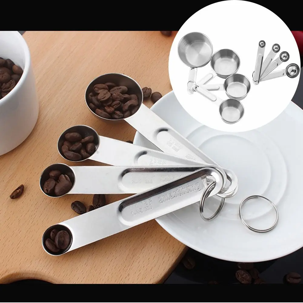 

8Pcs Stainless Steel Measuring Cups Measuring Spoons Set Stackable Spoons Gold Silver Measuring Tools Scaled Baking Tools