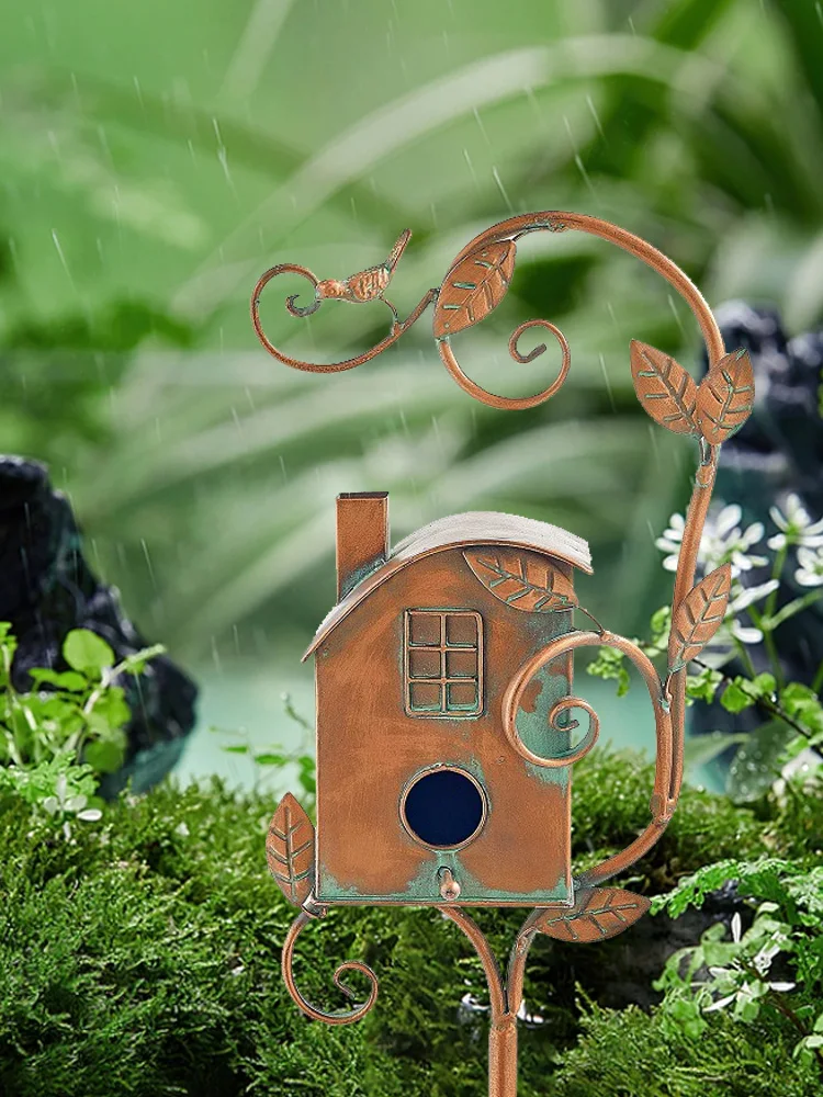 Creative Metal Bird House Bird Nest Garden Decoration Outdoor Bird House Art Birdhouse Exquisite Birdhouse Feeder Garden Stake