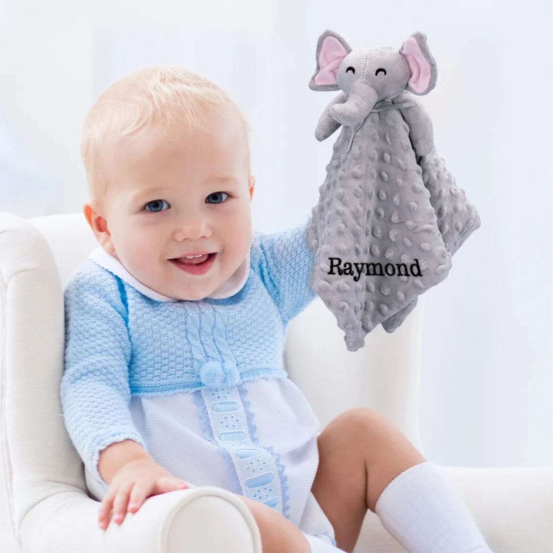 Couverture doudou bébé avec nom personnalisé, couverture de sécurité animale, serviette apaisante et calmante, doudou doux en peluche pour