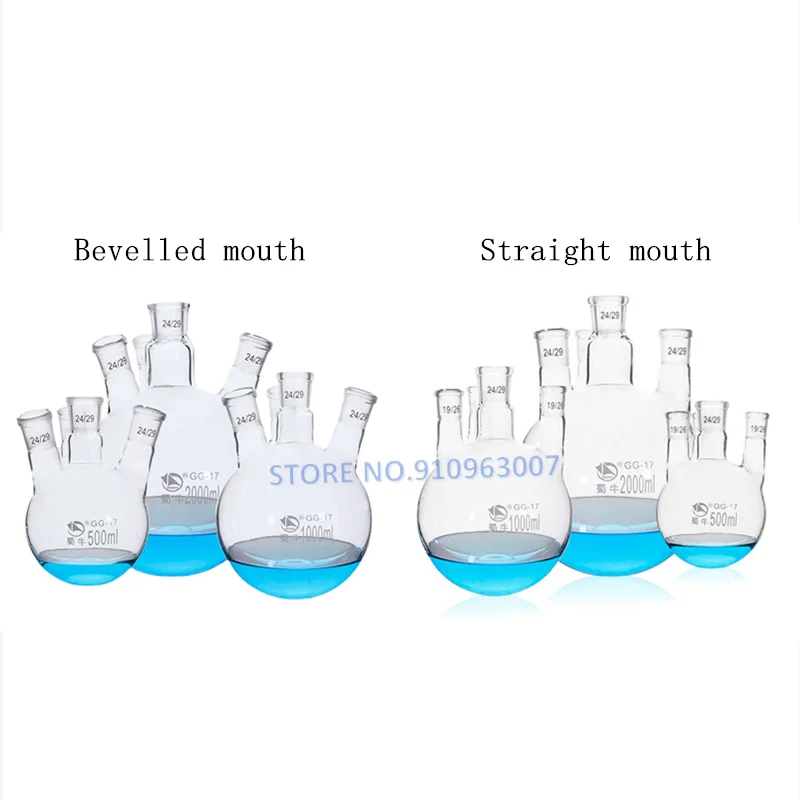 1piece 100ml-2000ml Laboratory High Borosilicate Glass Four-seater Distillation Flask for Chemistry Kits