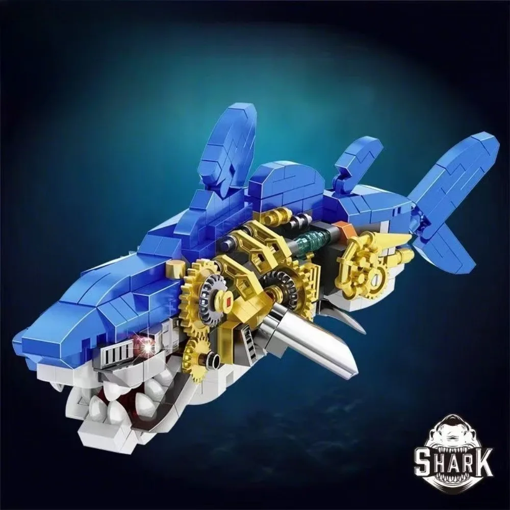 Moc Deep Sea Mechanical Shark Building Block Toy Kit Sea Creature Bricks Home Decor Children's Building Block Toys Gif