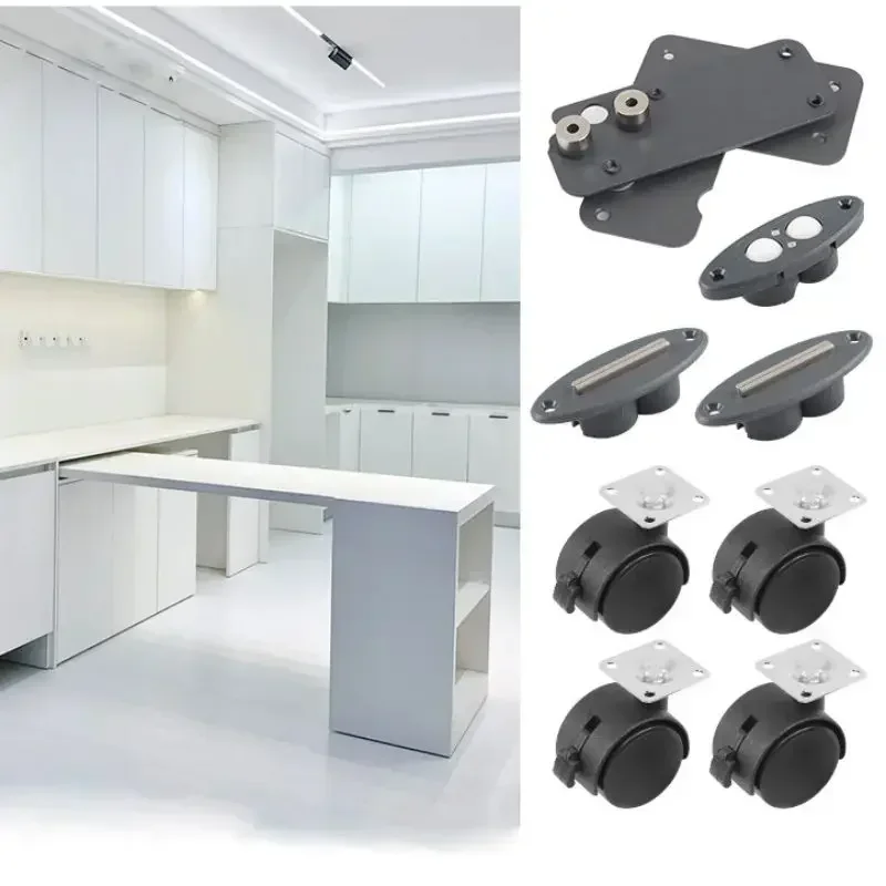 Accesorios Multifuncionales para Mesa Giratoria, Barra Bar, Escritorio, Conector Encimera Deslizante de 90 Grados, Bisagra