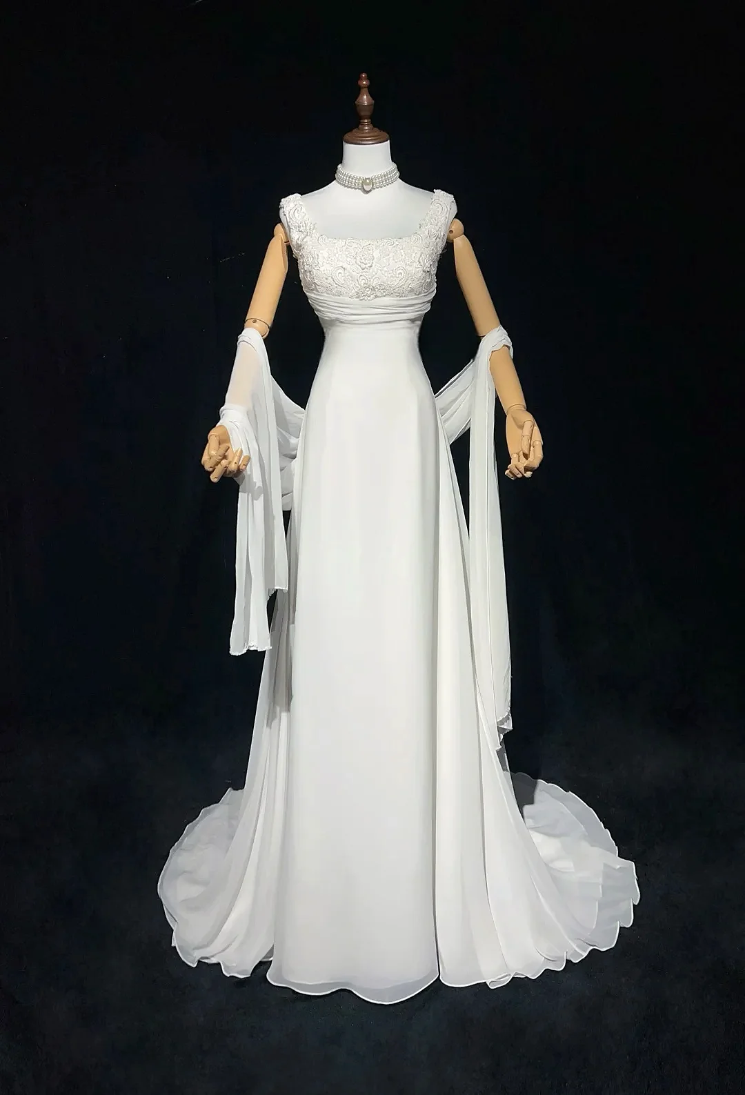 Robe de Demoiselle d'Honneur en Mousseline de Soie Blanche, Coupe Trapèze, Imprimé Floral, Dos aux, Châle Plissé, Mariage, Bal, Soirée