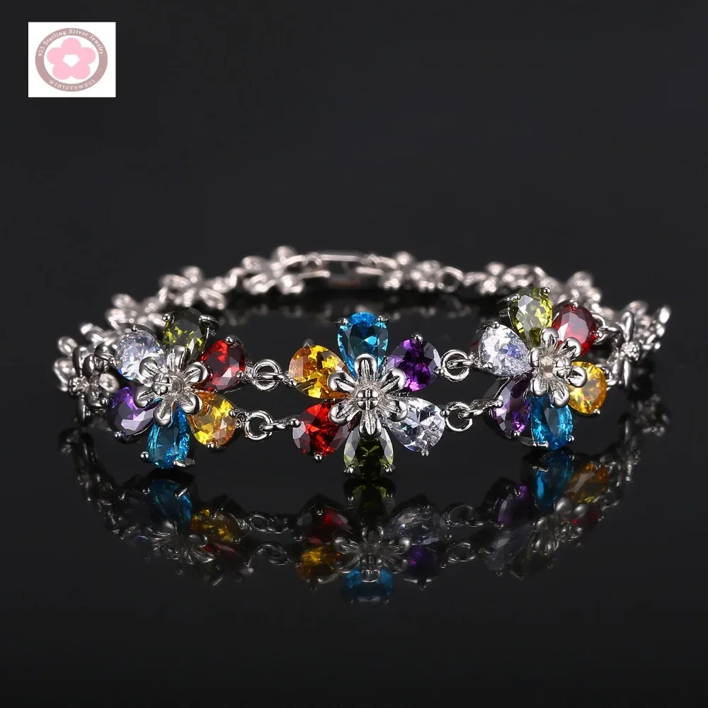 

JLB-100 Flower Design AAA Colorful Gem Inlaid Fashion Bracelet For Women Jewelry Gift