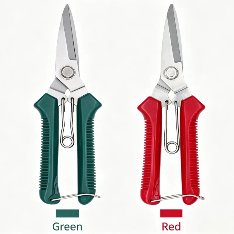 Straight Blade Garden Pruning Shears, Stainless Steel Anti-Slip Handle Labor-Saving Plant Trimmer, Household Gardening Hand Tool