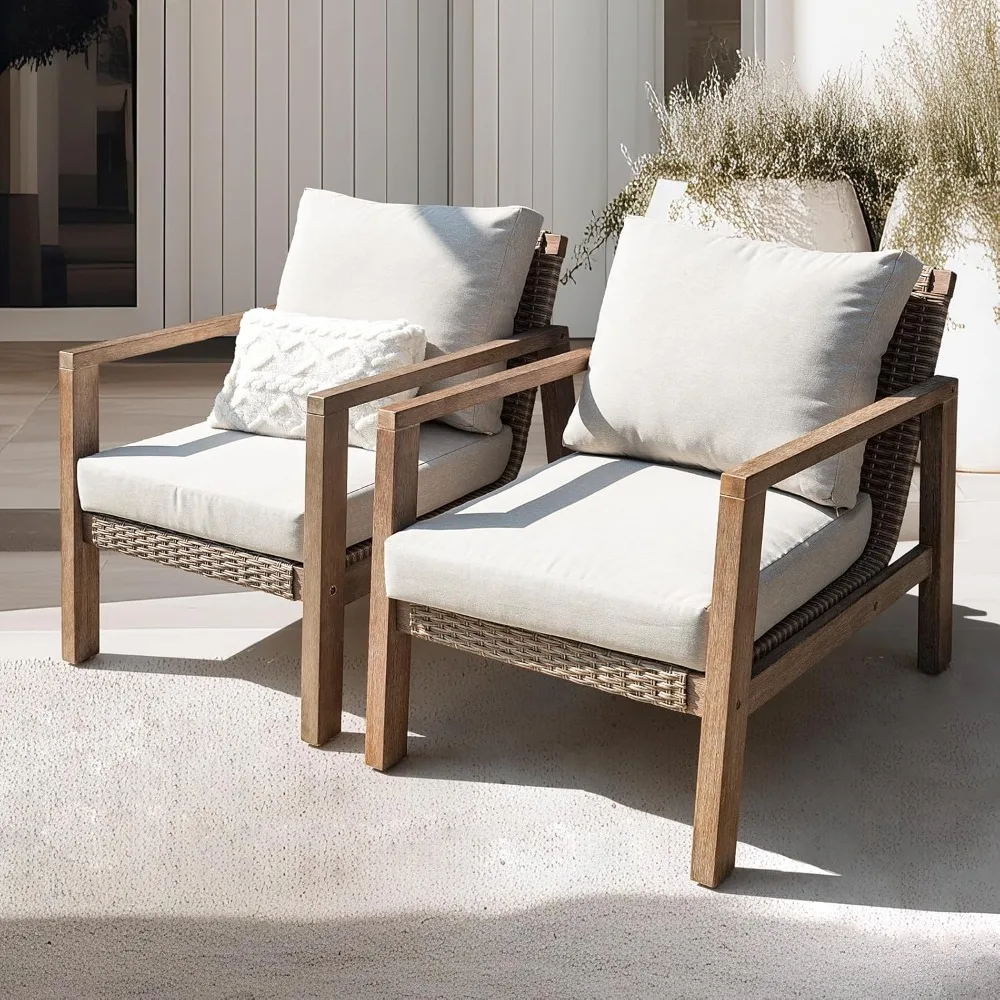 

Outdoor Club Chairs Set Of 2, 400lbs Heavy Duty Patio Furniture Set, Ergonomic Slanted Backrest