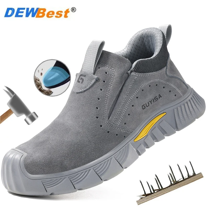 Welder's high top anti smashing and anti piercing men's steel toe shoes are wear-resistant and non tiring safety shoes