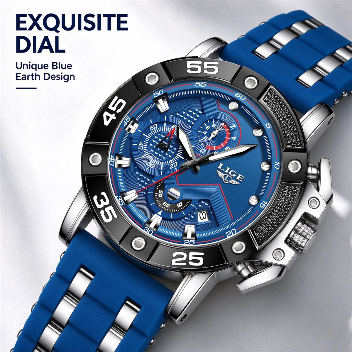 LIGE 2026 Luxury Men's Watches Business Silicone Quartz Mens Watch Waterproof Luminous Date Watches Male Relogios Masculino