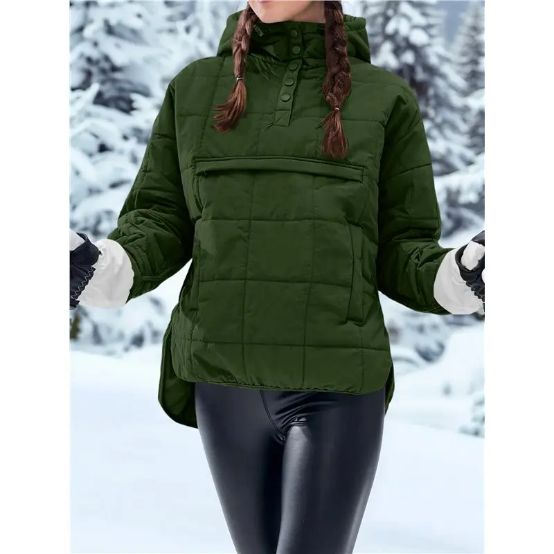 CYL-Veste bouffante surdimensionnée pour femme matelassée Dolman sweat à capuche pull à manches longues dessus chaud manteau