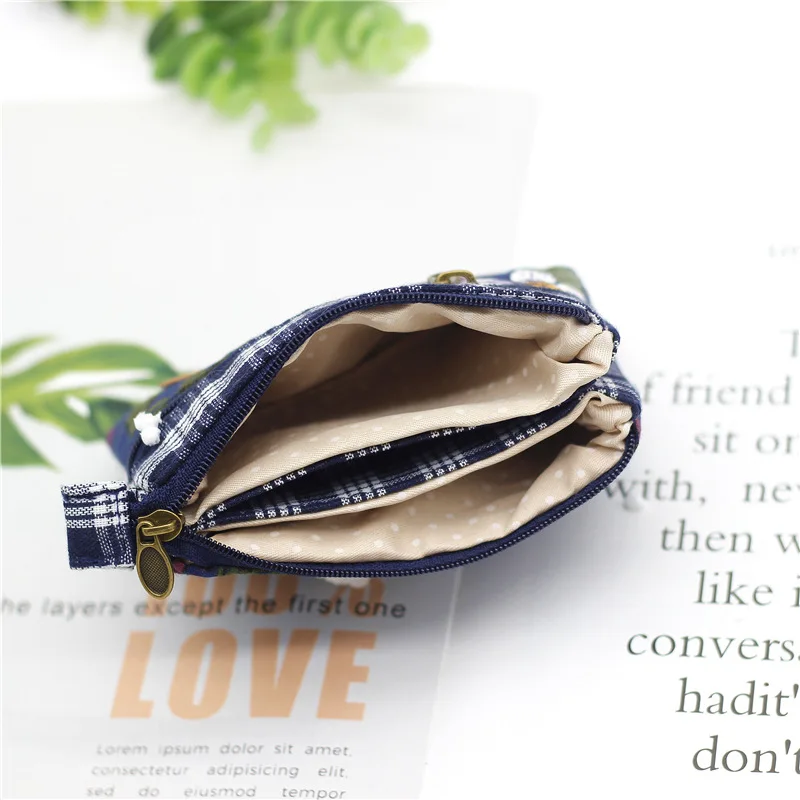 Women\'s Cotton Floral Pattern Coin Purse Female Cloth Wallet Small Money Pouch Card Bag Ladies Little Handbag Bolsa for Girls