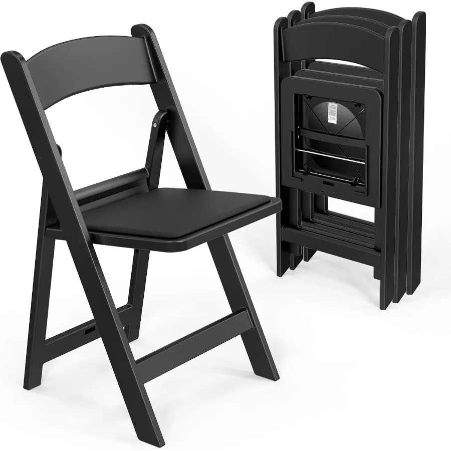 Foldable Resin Folding Chairs with Padded Cushioned Seats, Heavy-Duty Outdoor Indoor Event Party Chairs, Easy Storage & Transport, 4-Pack