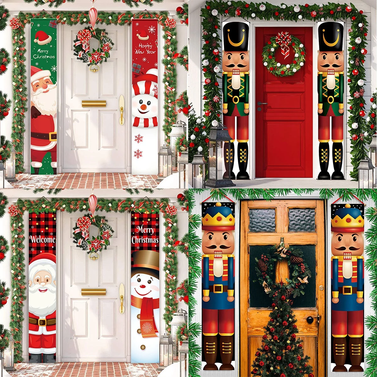 Christmas Santa Claus Door Banner Christmas Decoration For Home 2024 Xmas Hanging Banner Ornament Navidad New Year Decor 2025