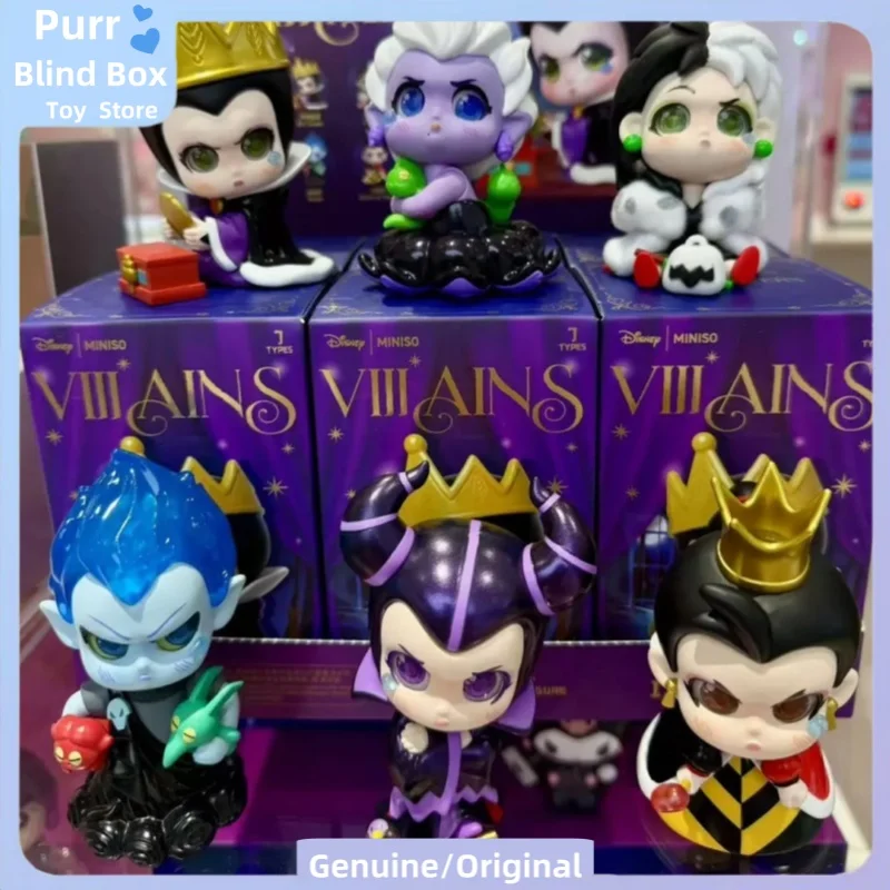 

Original Disney Miniso Villains Series Blind Box Classical Cartoon Model Evil Queen Cruella Ornament Mystery Box Toy Kids Gift