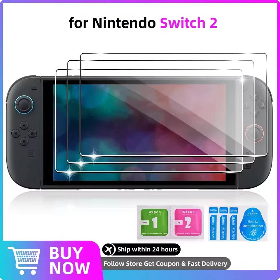 

Защитная пленка для экрана 9H для Nintendo Switch 2, закаленное стекло, защитная пленка HD с защитой от царапин для Nintendo Switch 2, аксессуары 2028