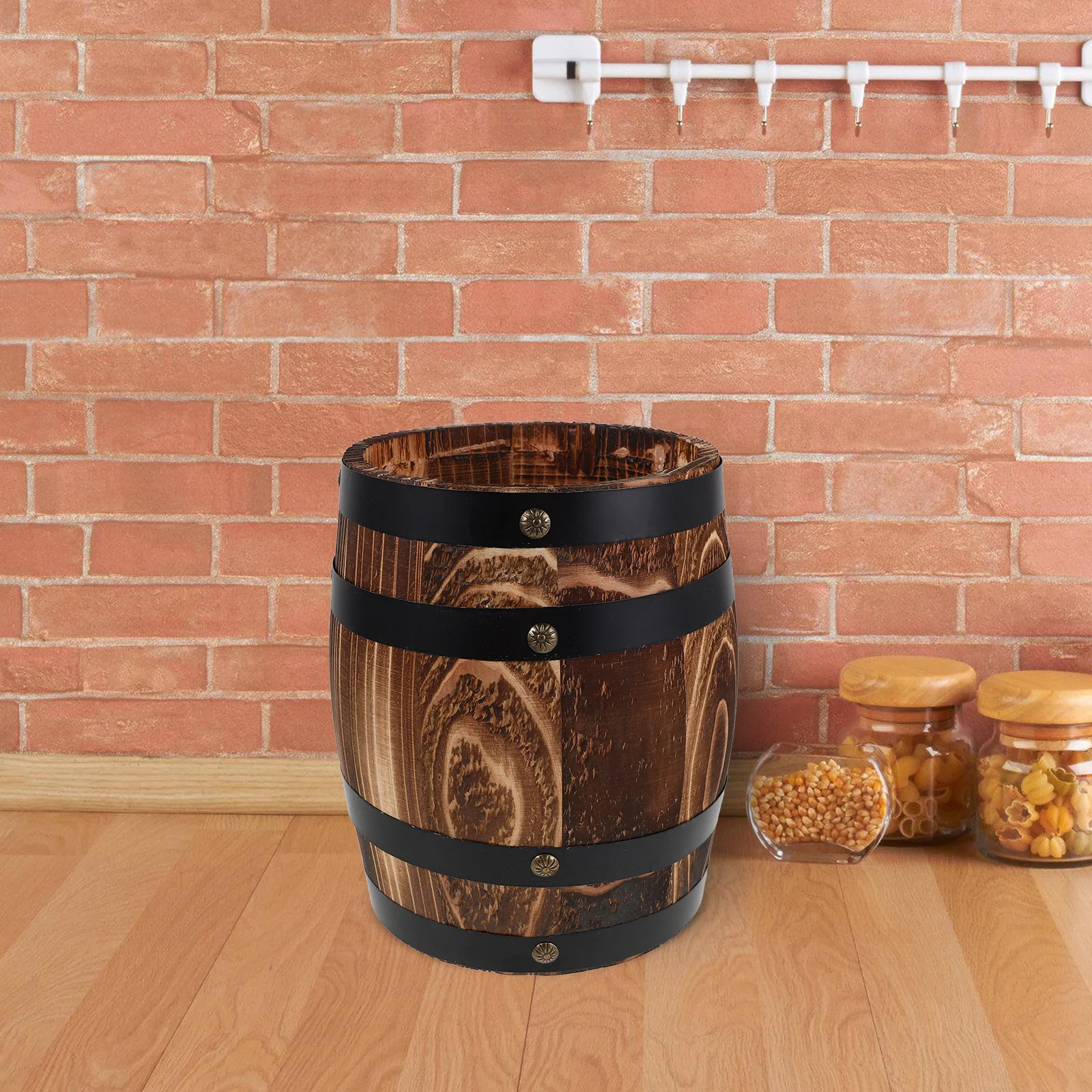 

Vintage Wooden Utensil Holder Kitchen Countertop Cutlery Silverware Organizer Barrel Shaped Storage for Spoons Forks Party