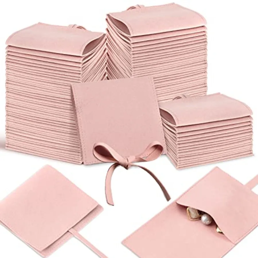 

80 шт. мешочков из микрофибры для украшений 8x8 см, подарочные пакеты класса люкс для малого бизнеса, в форме конверта, для браслетов