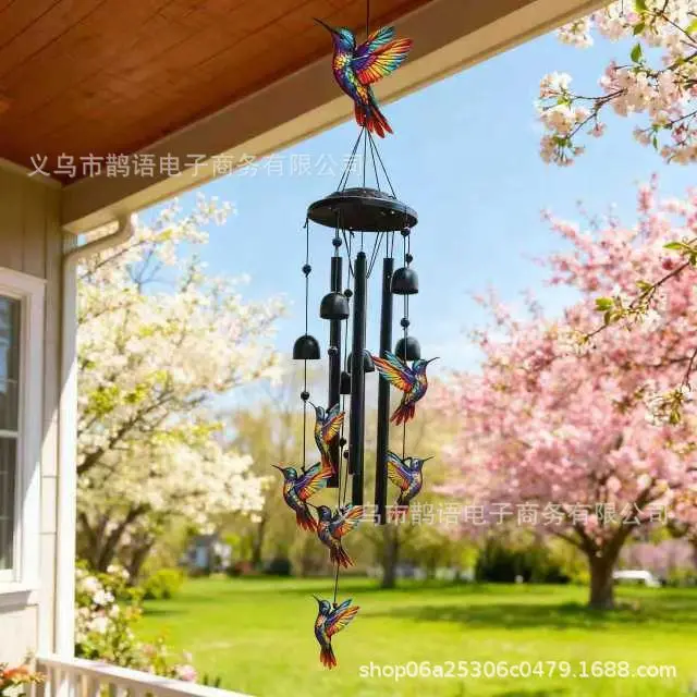 Hummingbird Metal Wind Chimes Painted Pendants Home Courtyard Garden Balcony Spring Decoration Crafts