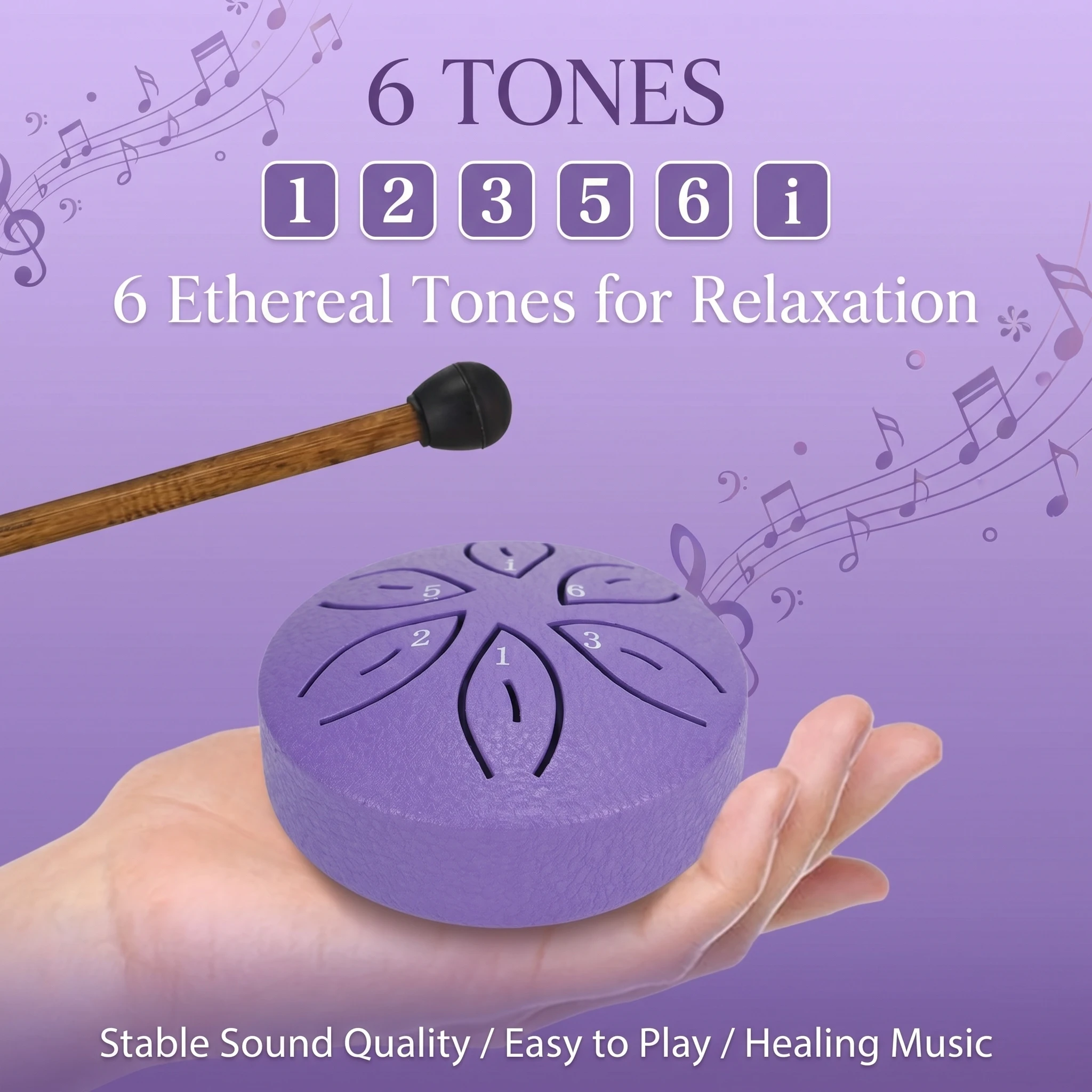 NEW 3 Inch Steel Tongue Drum - 6 Tone Handheld Instrument for Meditation & Yoga Perfect Musical Gift for Beginners