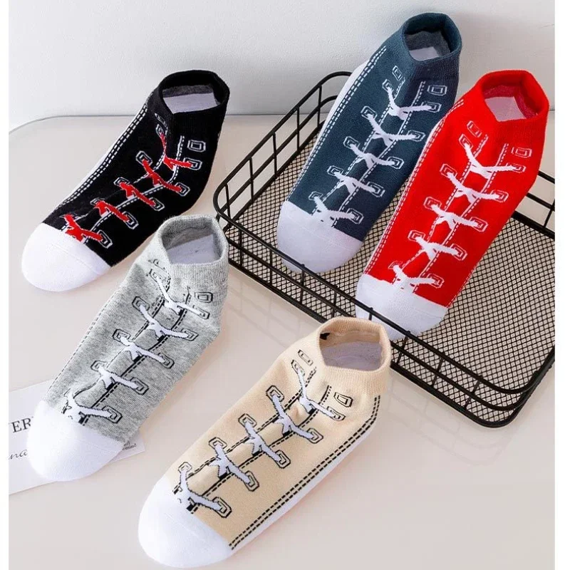 Fashion Funny Women's Men Harajuku Style Socks Kawaii Shoe Print Cute Short Sock Gift For Women Men Dropshipping