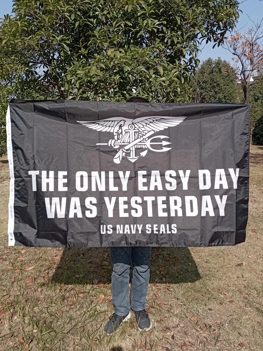 Aerlxemrbrae   90x150 CM US Navy Seals flag polyester hanging The Only Easy Day Was Yesterday US NAVY SEALS banner